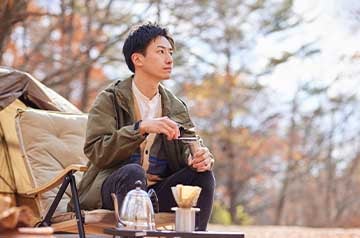 man at a camp site